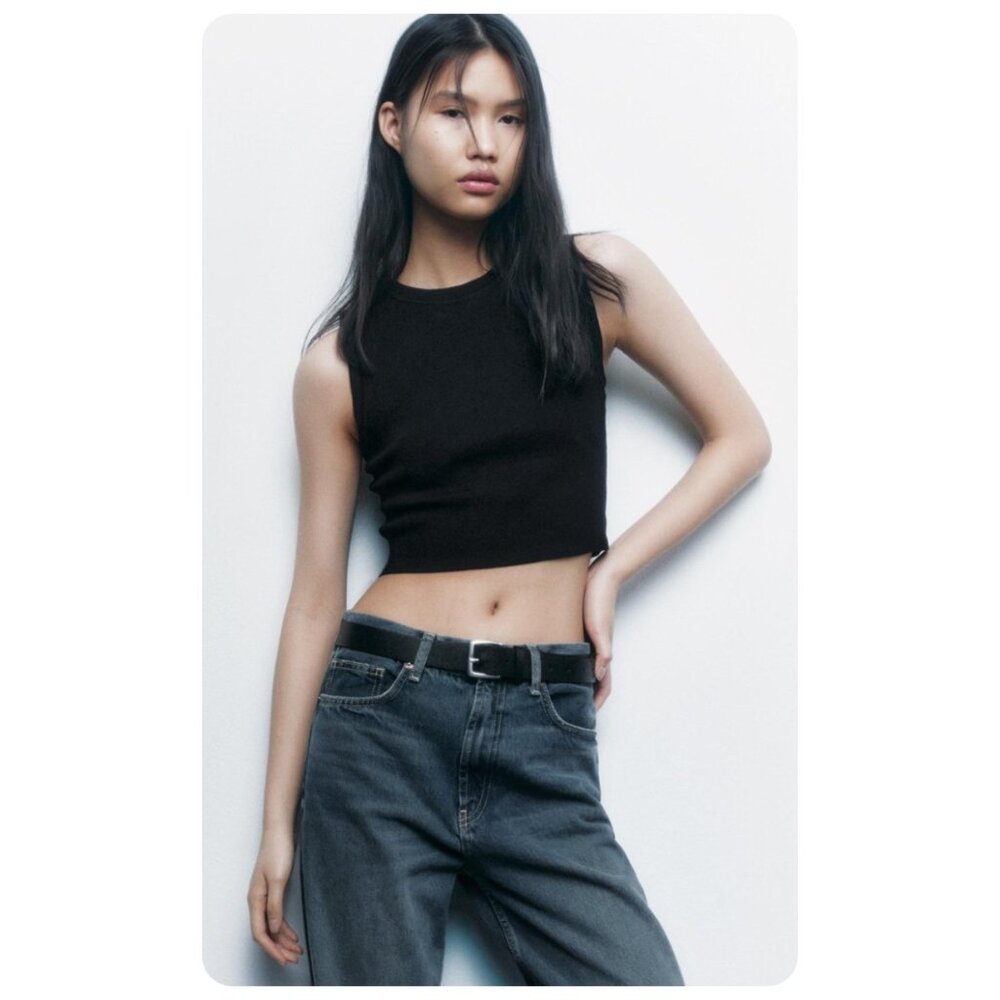 ! NWT Zara Black Sleeveless Crop Top sz M